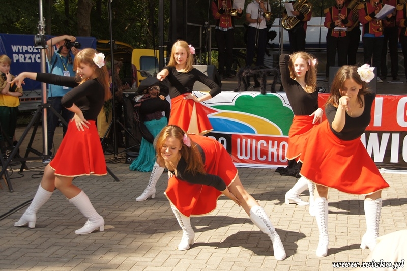 Fotografia z Dni Gminy Wicko 2014 przedstawiająca występ młodzieżowego zespołu tanecznego.