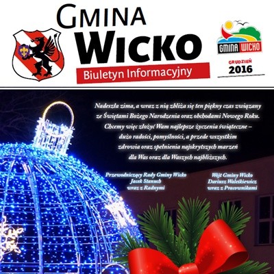 Grafika - okładka biuletynu Gminy Wicko z grudnia 2016r.